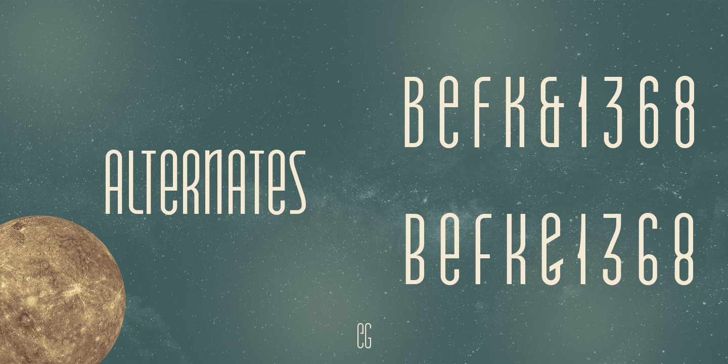 Beispiel einer Auge Unicase Regular-Schriftart